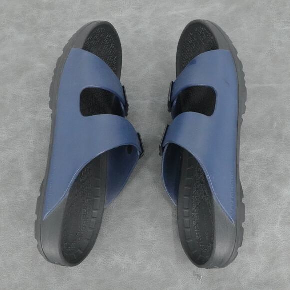 Gdefy Sandals Mens Size 13 Blue Black Double‎ Buckle Slip On Comfort Casual - Picture 7 of 8